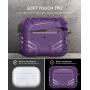 MOBOSI Vanguard Armor Series Military AirPods Pro Case, Full-Body Hard Shell Protective Cover Case Skin with Keychain for AirPod Pro 2019, Purple [Front LED Visible]