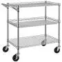Finnhomy 3 Tier Heavy Duty Commercial Grade Utility Cart, Wire Rolling Cart with Handle Bar, Steel Service Cart with Wheels, Utility Shelf Plant Display Shelf Food Storage Trolley, NSF Listed Finnhomy 3 Tier Heavy Duty Commercial Grade Utility Cart, Wire Rolling Cart with Handle Bar, Steel Service Cart with Wheels, Utility Shelf Plant Display Shelf Food Storage Trolley, NSF Listed