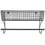 Home Traditions Z02225 Rustic Metal Wall Mount Shelf with Towel Bar, Large, Black