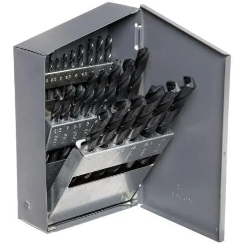 Chicago Latrobe 57725 150 Series High-Speed Steel Jobber Length Drill Bit Set with Metal Case, Black Oxide Finish, 118 Degree Conventional Point, Metric, 25-piece, 1.0mm - 13.0mm in 0.5mm increments Chicago Latrobe 57725 150 Series High-Speed Steel Jobber Length Drill Bit Set with Metal Case, Black Oxide Finish, 118 Degree Conventional Point, Metric, 25-piece, 1.0mm - 13.0mm in 0.5mm increments