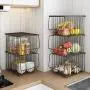 BENOSS Metal Wire Basket with Wheels and Cover, Stackable Rolling Fruit Basket Storage Organizer with Casters, Utility Rack for Kitchen, Pantry, Bathroom, Laundry Room, Garage (5 Layer Baskets) BENOSS Metal Wire Basket with Wheels and Cover, Stackable Rolling Fruit Basket Storage Organizer with Casters, Utility Rack for Kitchen, Pantry, Bathroom, Laundry Room, Garage (5 Layer Baskets)