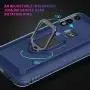 Newseego Compatible with Motorola Moto E 2020 Case with Tempered Glass Screen Protector 【1 Pack】 Metal Ring Holder Kickstand Work with Magnetic Car Mount Shockproof Protective Soft Cover-Blue