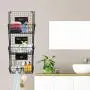 X-cosrack Metal Wire Basket Wall Mount, 3 Tier Wall Storage Basket Organizer with Hanging Hooks Chalkboards, Rustic Kitchen Fruit Produce Bin Rack Bathroom Tower Baskets (Black) X-cosrack Metal Wire Basket Wall Mount, 3 Tier Wall Storage Basket Organizer with Hanging Hooks Chalkboards, Rustic Kitchen Fruit Produce Bin Rack Bathroom Tower Baskets (Black)