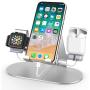 3 in 1 Aluminum Charging Station for Apple Watch Charger Stand Dock for iWatch Series 4/3/2/1,iPad,AirPods and iPhone Xs/X Max/XR/X/8/8Plus/7/7 Plus /6S /6S Plus/