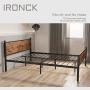 IRONCK Queen Bed Frame with Headboard Industrial, Bed Frame Queen Size with 16 Heavy Duty Steel Slats and 10 Legs, More Stronger, Noise-Free, Mattress Foundation No Box Spring Needed