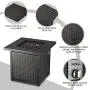 TACKLIFE Propane Fire Pit,Outdoor Companion,28 Inch 50,000 BTU Auto-Ignition Gas Fire Pit Table with lid, ETL Certification and Strong Striped Steel Surface, Table in Summer, Pit in Winter