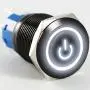 ESUPPORT Black 16mm 12V 3A Power Symbol Angel Eye Halo Car White LED Light Metal Push Button Toggle Switch Socket Plug Wire