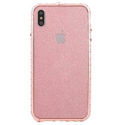 iPhone Xs Max Diamond Bumper for Women, DMaos Sparkly Rhinestone Metal Bumper with Front and Back Glitter Sticker, Luxury for iPhone 10s Max 6.5 inch - Rose Gold