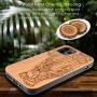 iProductsUS Wood Phone Case Compatible with iPhone 11 (6.1''), Engraved Unique Elephant, Built-in Metal Plate, TPU Protective Shockproof Cover (6.1 inch)