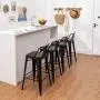 TONGLI Metal Bar Stools Set of 4 Counter Height Stools 24 Inchs Counter Stools Black Bar stools with Backs Bar Height Stools Indoor Outdoor Matte Black, Low Back TONGLI Metal Bar Stools Set of 4 Counter Height Stools 24 Inchs Counter Stools Black Bar stools with Backs Bar Height Stools Indoor Outdoor Matte Black, Low Back