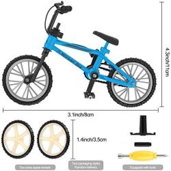 BMX Finger Bike Series 12,Replica Bike with Real Metal Frame, Graphics, and Moveable Parts for Flick Tricks, Flares, Grinds, and Finger Bike Games (Blue)