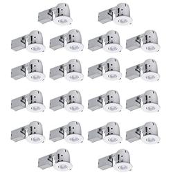 4'' Swivel Round Trim Recessed Lighting Kit 20-Pack, White, Easy Install Push-N-Click Clips, 3.88'' Hole Size,90948