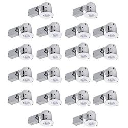 4'' Swivel Round Trim Recessed Lighting Kit 20-Pack, White, Easy Install Push-N-Click Clips, 3.88'' Hole Size,90948