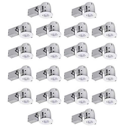 4'' Swivel Round Trim Recessed Lighting Kit 20-Pack, White, Easy Install Push-N-Click Clips, 3.88'' Hole Size,90948 4'' Swivel Round Trim Recessed Lighting Kit 20-Pack, White, Easy Install Push-N-Click Clips, 3.88'' Hole Size,90948