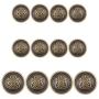 12 Piece Antiqued Bronze Metal Blazer Button Set - Crown Lion- for Blazer, Suits, Sport Coat, Uniform, Jacket 15mm 20mm