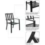 PHI VILLA 5 Piece Metal Patio Dining Set 37'' Square Patio Bistro Table and Garden Backyard Chairs - Umbrella Hole 1.57''