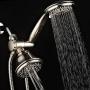 AquaSpa 6-in-1 High-Pressure Shower Head/Hand Held Showerhead Combo with Two OVERHEAD and LOW-REACH Wall Brackets, 3-way Water Diverter & Stainless Steel Hose/BRUSHED NICKEL FINISH/by HotelSpa