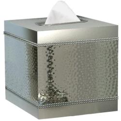 nu steel Boutique Cover,Part of Our Hudson Accessory Set Stainless Square Facial Tissue Box Holder for Bathroom Vanity Countertops,Bedroom Dressers, Medium, Matt/Shiny Steel