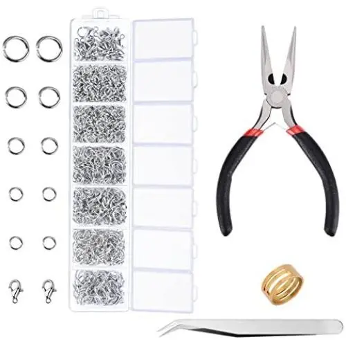 Paxcoo 1500Pcs Silver Jump Rings with Lobster Clasps and Jewelry Pliers for Jewelry Making Supplies Findings and Necklace Repair Paxcoo 1500Pcs Silver Jump Rings with Lobster Clasps and Jewelry Pliers for Jewelry Making Supplies Findings and Necklace Repair
