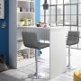 Furmax Bar Stools Modern Pu Leather Swivel Adjustable Hydraulic Bar Stool Square Counter Height Stool Set of 2(Gray)