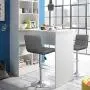 Furmax Bar Stools Modern Pu Leather Swivel Adjustable Hydraulic Bar Stool Square Counter Height Stool Set of 2(Gray)