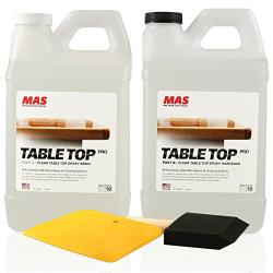 Crystal Clear Epoxy Resin One Gallon Kit | MAS Table Top Pro Epoxy Resin & Hardener | Two Part Kit for Wood Tabletop, Bar Top, & Resin Art | Set Includes Spreader & Brush | Professional Grade Coating