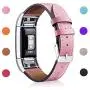 Hotodeal Replacement Leather Band Compatible for Charge 2, Classic Genuine Leather Wristband Metal Connector Watch Bands, Fitness Strap Women Men Small Large