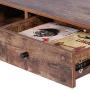 VECELO Computer Home & Office Laptop Table,Study Writing Desk with Drawers Open Shelf Storage Metal Leg，Retro Brown