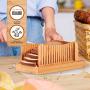 Premium Bamboo Bread Slicer with Knife - Cutting Guide for Homemade Bread, Cakes, Bagels - Foldable and Compact with Crumb Tray and Stainless-Steel Knife