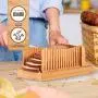 Premium Bamboo Bread Slicer with Knife - Cutting Guide for Homemade Bread, Cakes, Bagels - Foldable and Compact with Crumb Tray and Stainless-Steel Knife