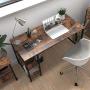 HOOBRO Computer Desk, Industrial Writing Desk with Adjustable Shelf on Left or Right, 47 Inch Office Study Desk for Laptop, Sturdy Metal Frame, for Home Office, Easy to Assemble, Rustic Brown BF59DN01