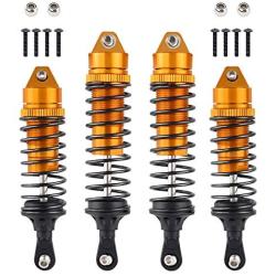 Hosim Shock Absorber Front & Rear, Aluminum Alloy Assembled Springs Damper for 1/10 Traxxas Slash 4x4 4WD RC Cars Upgrades Option Parts - 4PCS (Gold)