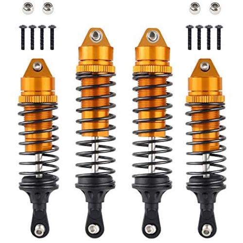 Hosim Shock Absorber Front & Rear, Aluminum Alloy Assembled Springs Damper for 1/10 Traxxas Slash 4x4 4WD RC Cars Upgrades Option Parts - 4PCS (Gold)