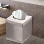 nu steel Boutique Cover,Part of Our Hudson Accessory Set Stainless Square Facial Tissue Box Holder for Bathroom Vanity Countertops,Bedroom Dressers, Medium, Matt/Shiny Steel