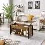 YAHEETECH Lift Top Coffee Table with Hidden Compartment & Shelf, Rustic Style Lift Tabletop Dining/Center Table for Living Room Reception, Solid Wood Legs YAHEETECH Lift Top Coffee Table with Hidden Compartment & Shelf, Rustic Style Lift Tabletop Dining/Center Table for Living Room Reception, Solid Wood Legs