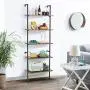 MELLCOM 5 Tier Industrial Ladder Shelf, Wood Modern Bookshelf with Metal Frame,Wall-Mounted Bookcase Plant Flower Storage Stand Organizer for Living Room, Bathroom, Kitchen,Balcony MELLCOM 5 Tier Industrial Ladder Shelf, Wood Modern Bookshelf with Metal Frame,Wall-Mounted Bookcase Plant Flower Storage Stand Organizer for Living Room, Bathroom, Kitchen,Balcony