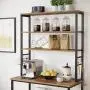VASAGLE Bakers Rack, Microwave Oven Stand, 6-Tier Kitchen Utility Storage Shelf, 6 Hooks and Metal Frame, Industrial, 31.5 x 15.7 x 65.7 Inches, Rustic Brown and Black UKKS019B01