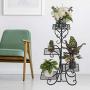 YYAO Metal Plant Stand Shelf 4 Tier Square Flower Pot Holder Decoration Classic Home Patio Garden Flower Plant Rack Indoor Outdoor Plants Displaying Stand,Black