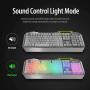RGB LED Backlit Gaming Keyboard with Anti-ghosting, Light up Keys Multimedia Control, USB Wired Waterproof Metal Keyboard for PC Games Office (Silver&White)