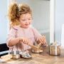 New Classic Toys Wooden Metal Pan Set Pretend Play Toy for Kids Cooking Simulation Educational Toys and Color Perception Toy for Preschool Age Toddlers Boys Girls