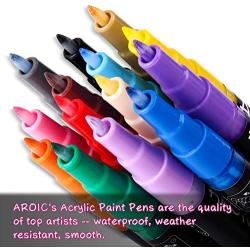 AROIC 24 Pack Acrylic Paint Pens for Rock Painting - Write On Anything! Paint pens for Rock, Wood, Metal, Plastic, Glass, Canvas, Ceramic and More.