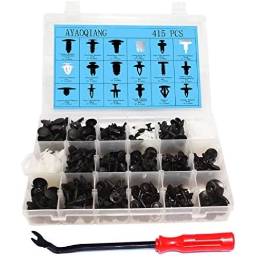 415 Pcs Push Retainer Kit and Free Fastener Remover,Car Auto Push Pin Rivet Trim Clip Panel Body Interior Assortment Set Fits For GM Ford Toyota Honda Chrysler