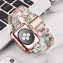 YGTIECS Resin Apple Watch Band Compatible with Apple Watch 38mm/40mm, top Resin Combine with Stainless Steel Connector for iwatch Band Series 6 5 4 3 2 1 for Women and Men-Emerald Red