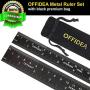 Offidea Steel Ruler 12 Inch and Steel Ruler 6 Inch Set - Metal Rulers with 1/16 and 1/32 Inch Imperial and 1mm and .5mm Metric High Contrast Scales - Conversion Tables - Ideal for School and Office