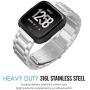 MoKo Band Compatible with Fitbit Versa/Versa 2/Versa lite Edition/Versa Special Edition, Stainless Steel Metal Watch Band Replacement Strap Bracelet - Silver