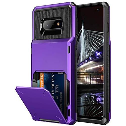 Vofolen Case for Galaxy S10e Case Wallet [4 Card Pocket] Card Holder Slot Scratch Resistant Dual Layer Protective Bumper Tough Rubber Armor Hard Shell Cover Case for Samsung Galaxy S10 E (Purple)
