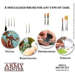 The Army Painter Wargames Mega Brush Set - 10 Miniature Paint Brushes Including Free Masterclass Kolinsky Sable Hair Brush and Detail Paint Brush with Fine Tip - Miniature Painting Kit for Wargamers