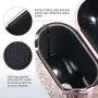 ULAK Glitter Designed Compatible with AirPods Case, Luxury Bling Leather with Mirror Surface Plating Hard Cover,Shockproof Protective Cover with Keychain for AirPod 2 & 1(LED Visible)(Pink Glitter)