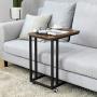 VASAGLE Industrial Side Table, End Table for Coffee Laptop Tablet, Mobile Table with Rolling Casters, Steel Frame, for Living Room, Bedroom, Rustic Brown and Black ULNT50X