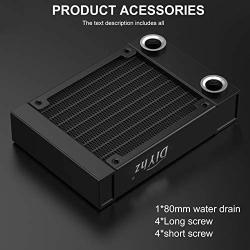 DIYhz Water Cooling Computer Radiator, 8 Pipe Aluminum Heat Exchanger Liquid Cooling Radiator G1/4 Thread Heat Row Sink 80mm for CPU PC Laser Water Cool System DC12V Black